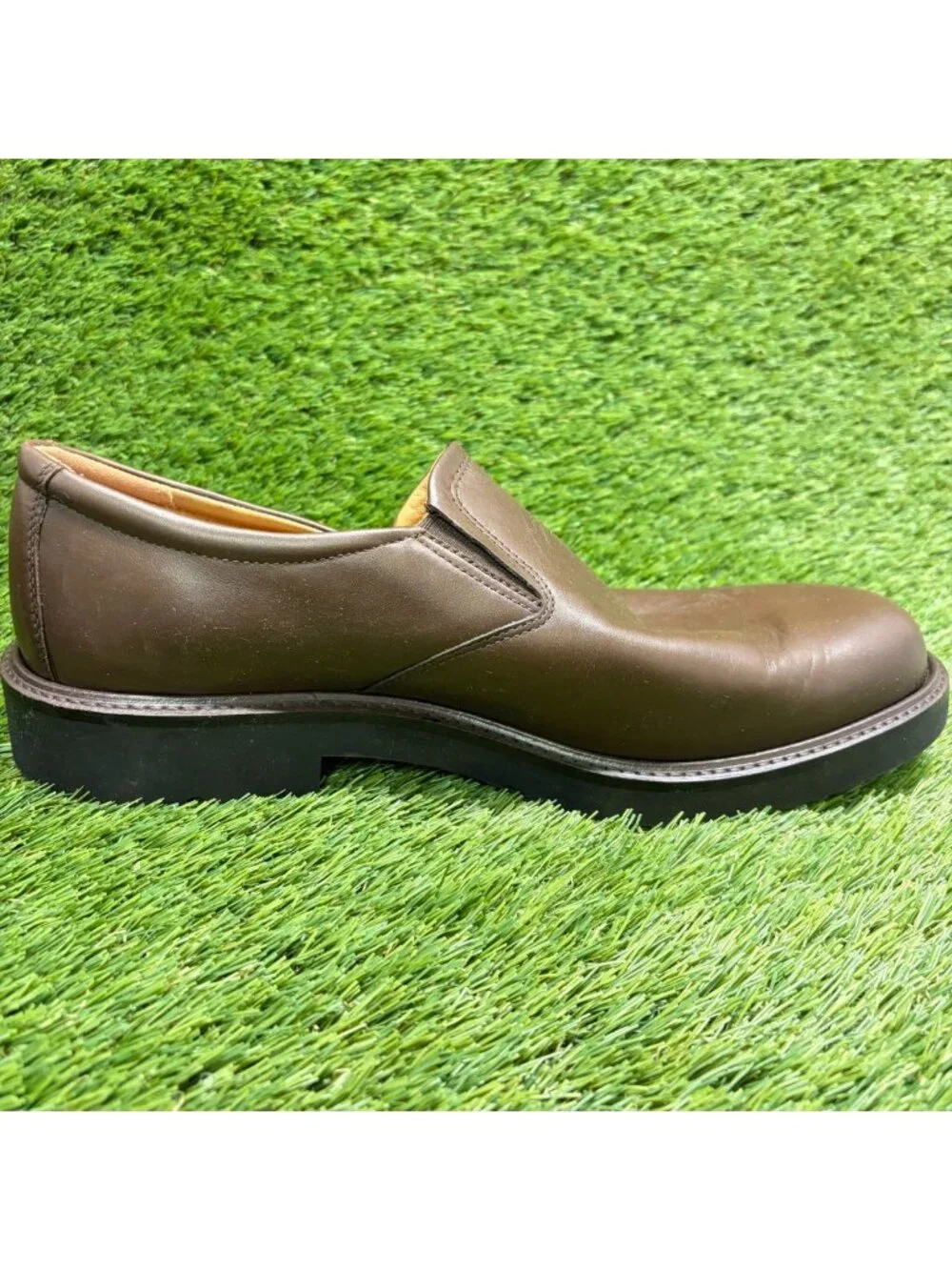Ecco Metropole London Mens Size 12 Brown Classic Leather Slip On Dress Shoes